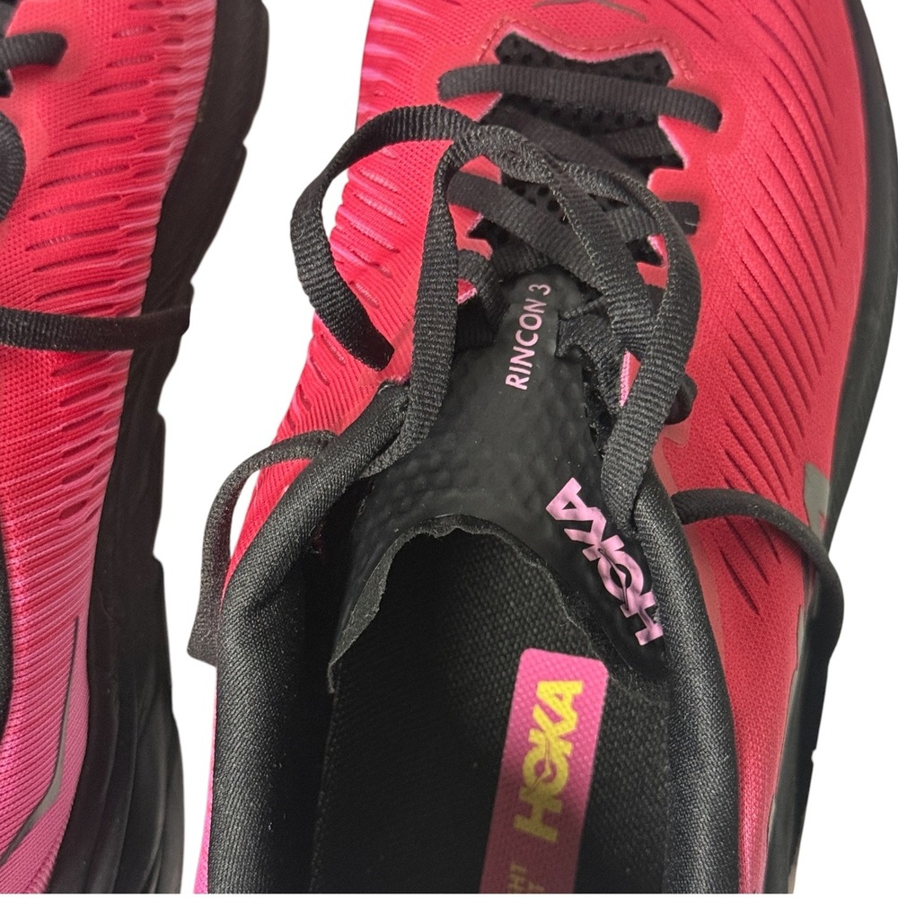 HOKA Rincon 3 Raspberry Pink Black Lightweight Running Shoes Sneakers Size 10.5B - Picture 13 of 14